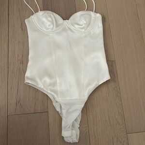 Zara Cream Satin Bodysuit